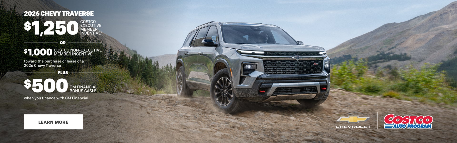 2026 Chevy Traverse. $1,250 COSTCO EXECUTIVE MEMBER INCENTIVE OR $1,000 COSTCO NON-EXECUTIVE MEMB...